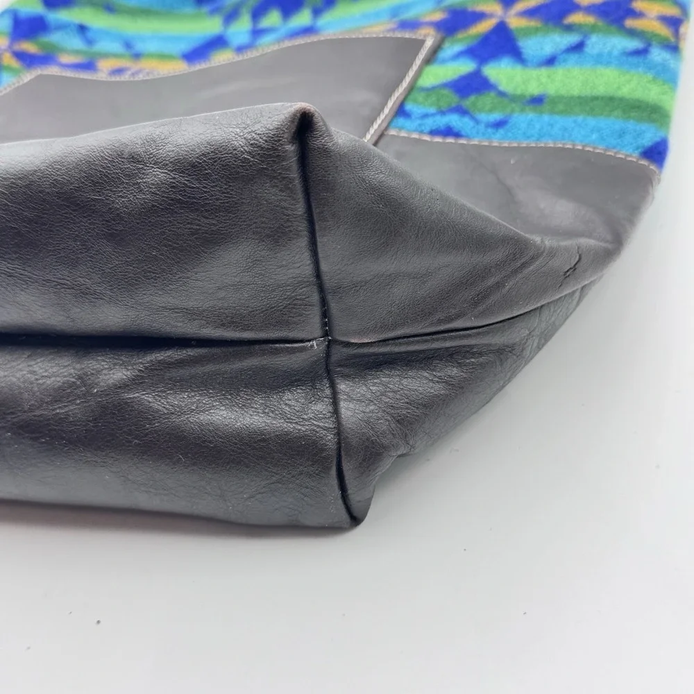 Custom Pendleton Upcycled Leather & Wool Nan-Made Pecos Hobo Crossbody Tote‎ Bag